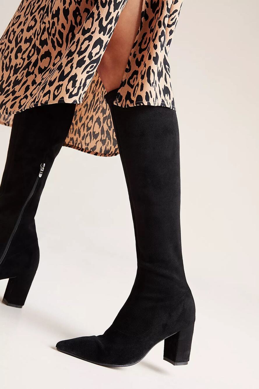 NIB Anthropologie Silent D Komass Knee-High Boots in Black WIDE